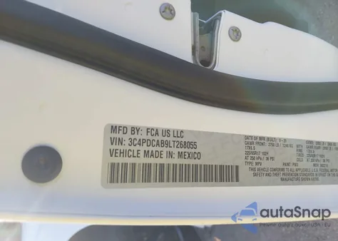 2020 Dodge Journey Se Value from USA, damaged, VIN 3C4PDCAB9LT268055